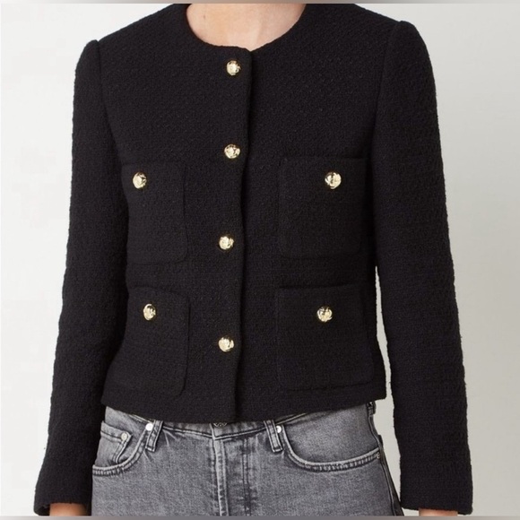 Mango Jackets & Blazers - Mango Tweed Jacket with Pockets in Black - Size XXS